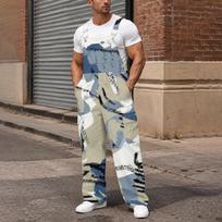 Men's Loose Fit Cargo Bib Overalls Wide Leg Jumpsuit with Multi-Function Utility Pockets M kava