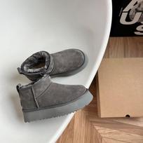 Women Ultra Mini Snow Boots,Platform High‑Heel Fur Ankle Boots Warm Winter Daily Outfit Footwear 42 gray
