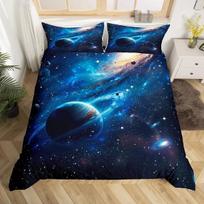 Galaxy patalynės komplektas, dvigulė, vaikams, žvaigždėtas dangus, antklodės užvalkalų komplektas, berniukams, mergaitėms, paaugliams, paslaptingas kosmosas, antklodės užvalkalas 100x135cm blue
