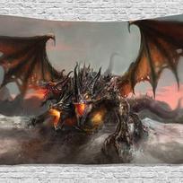 Fantasy Fire Dragon Tapestry, Polyester Gothic Aesthetic Wall Hanging, Bedroom Dorm Room Home Decor, Cool Gift 40 x 60 cm Peach Skin Tapestry – 1 Piece
