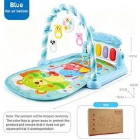 Newborn Baby Fitness Stand Music Play Gym Piano Playmat Sensory Activity Crawling Pad Hanging Toys Early Educational Toys Gifts mėlyna