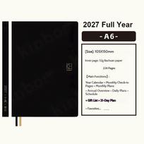 Kinbor 2027 Sheep Full Year Planner Notebook,A5/A6 Black Classic Timed Weekly Layout on 52gsm Tomoe River Paper,224-Page Agenda