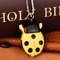 Fashion Multi-color Ladybug Pocket Watch Lightweight Quartz Pocket Watch with Chain Necklace Pocket Watch black