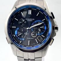 CASIO OCEANUS Solar Date World Time Quartz Round Black Watch, Dial, Men's OCW-S2400