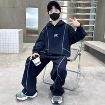 Boys Big Kids Autumn Hoodie Set Casual Sporty Style 150cm gray