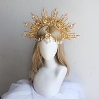 L Virgin Angel Gold and Silver Crown Halo Material Pack, Stage Performance Photography Props Headdress Accessories gray