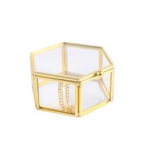 Hexagon Transparent Display Case with Lid Jewelry Organizer Glass Storage Box  Accessories Display 8x7x4cm