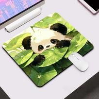 Kawaii Panda Small Mouse Pad Green Grass Wildflower Cartoon Desk Mat Non-Slip Rubber Mousepad Girls Laptop Office Animal Decor 220x180x2mm yellow