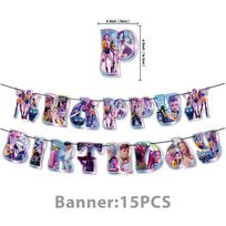 Kpop Demon Hunters Birthday Party Supplies Party Decor Banner Flags Balloons For Kids Celebration Banner