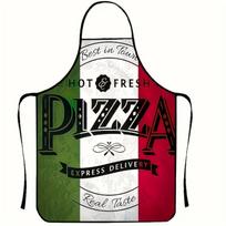 1pc Italian Pizza Apron with Pizza Slice Print & Italian-Themed Bib - Suitable for Cooking, Baking, Pizza Making, Polyester Apron for Home Kitchen & P 55x68cm black