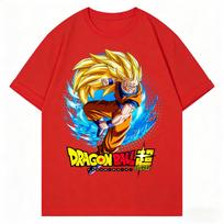 Dragon Ball Vintage Super Saiyan Goku Print Top Pure Cotton T-Shirt High Quality Casual Streetwear 2026 Summer Tee Unisex XL blue