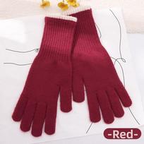 Long Design Full Finger Gloves Stretch Yarn Touchscreen Gloves Thermal Gloves  Cold Weather raudona