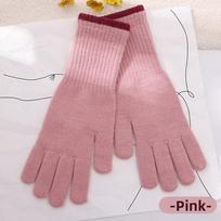 Long Design Full Finger Gloves Stretch Yarn Touchscreen Gloves Thermal Gloves  Cold Weather rožinė