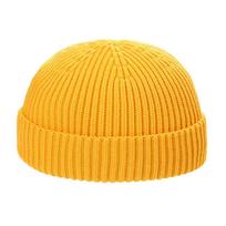 Solid Color Bonnet  Hat Knitted Brimless Hat Men Docker Cap Korean Style Beanie Hats Women Skullcap geltona