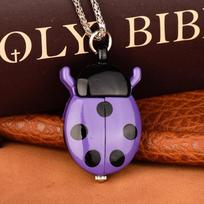 New Multi-color Ladybug Pocket Watch Quartz Lightweight Beetle Pocket Watch with Chain Necklace Pocket Watch black