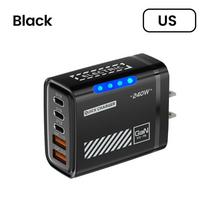 GaN 5-in-1 USB C Charger 240W PD Quick Charge 3.0 EU US UK Charger Plug Fast Charging for iPhone 17 16 15 Samsung Xiaomi Huawei