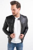 Gipsy Men' Leather Jacket with Stand-Up Collar Camren gray