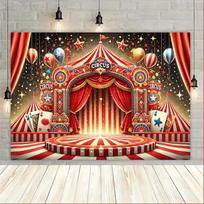 1 piece. A vibrant circus stage, suitable for wedding entrances and room decorations. It is easy to set up.,fcl 79×59inch/200*150cm