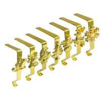 Fireplace Stocking Holder 7Pcs/Set Christmas Hooks Mantel Xmas Holiday Decor Hanger Festive Hangers for Hanging Wreaths Ornaments Gifts Stress beige