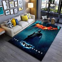 Area Rug, The Dark Knight Batman Burning Bat Logo Building Movie Poster Print, Man Cave Decor, Non-Slip Mat 60x90cm( 23x35in )