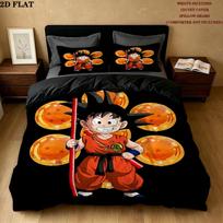 Son Goku Pattern Bedding Quilt Set Quilt Cover Pillowcase Home Birthday Gift(1 * duvet cover + 2 * pillowcase, without core) 135x200cm