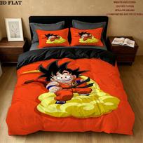 Son Goku Pattern Bedding Quilt Set Quilt Cover Pillowcase Home Birthday Gift(1 * duvet cover + 2 * pillowcase, without core) 200x200cm