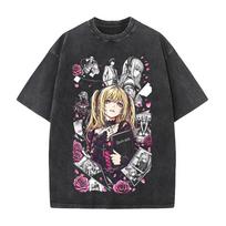 Misa Amane Death Note Clothing Men Women Short Sleeve Manga T-shirts Vintage Washed T Shirt Casual Cotton Tee Loose Streetwear L