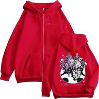 Anime JoJo Bizarre Adventure Golden Wind Graphic Manga Zipper Hoodies Men Women Clothing Fashion Hip Hop Zip Up Sweatshirts Coat M raudona