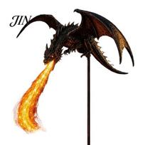 Decorative Solar Powered Light Fire-Breathing Dragon Light, Garden Stake Outdoor Statue, Gift for Lovers Waterproof Pathway Yard Patio Lawn black