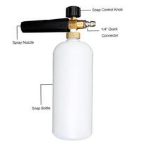 High Pressure Cleaning Supplies 1L Foam Cannon 5 Metal Nozzles M22-14 Car Wash Gun 1/4  Quick Connect Multi-Purpose Cleaning Kit black