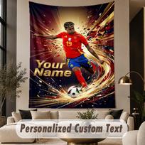 Custom Text Tapestry Lamine Yamal Print Wall Tapestry Indoor Living Room Wall Decor 180cmx230cm