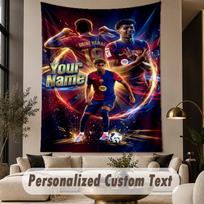 Custom Text Tapestry Lamine Yamal Print Wall Tapestry Indoor Living Room Wall Decor 100cmx150cm brown