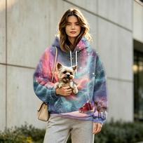 Unisex Athletic Hoodie with and Dog Pouch, Long Sleeve Pullover Sweatshirt L violetinė