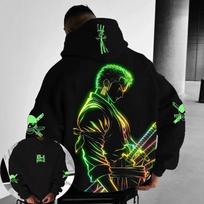 ONE PIECE Men's Hoodie Sweater Roronoa Zoro Japanese Anime Spring and Autumn Punk Boy Children's Long Sleeve Parent-Child Wear 160 white