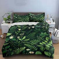 Floral Green Nature Decor Set Bedding Set with 1 Duvet Cover 2 Pillowcases Single Double King Queen, Gift US Twin 173X218cm&set gray