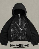 Oversize Print Death Note Sweatshirt Ryuk Apple Hoodies  Basic Fashion Women Fleece Black Hooded Streetwear Unisex Tops L