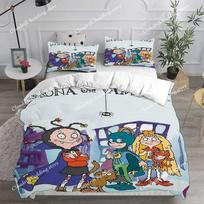 Cartoon Mona the Vampire Anime Bedding Sets Comforter Quilt Bed Cover Duvet Cover Pillow Case Kids Adult Size 70x133cm 2pcs