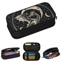 Mysterious Silvery Dragon And The Moon Pencil Cases for Student Gifts Pen Box Pencil Bag Large Capacity Pencil Pouch 21x10.5x5cm