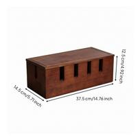 Wooden Cable Storage Box Slim Management with Lid Power Strip Hider