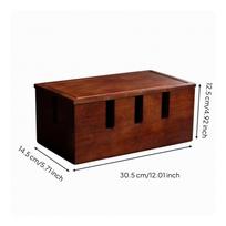 Wooden Cable Storage Box Slim Management with Lid Power Strip Hider