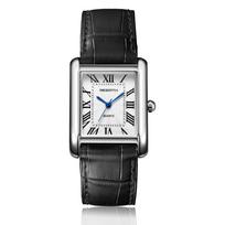 Rebirth Women Quartz Watch Square Alloy Case Crocodile Texture Roman Numeral Dial Minimalist Vintage Business Dress Wristwatch white