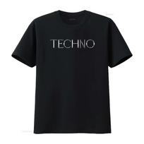 Black Techno Futuristic Music T Shirt DJ Fan Rave Typographic Dance vintage Washed graphic For XS black