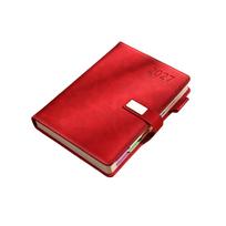 PU Leather Cover 2027 Schedule Planner Notepad A5 Thick Paper Agenda Planning Notebook with Bookmark and Pen Loop Wear-resistant raudona