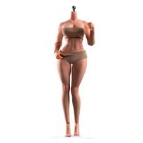 Fremego 1/6 Scale Female Body, 12inch Highly Poseable Seamless Female Muscular Figure Doll Makeup Version with Removable Feet Bodybuilding brown