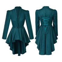 New Women's Renaissance Clothing Steampunk Medieval Tailcoat Jacket Gothic Victorian Retro Women's Frock Outfit Jacket Coat L gray