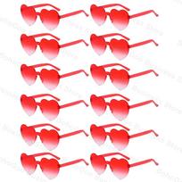 12-100PCS Heart glasses Rimless Party Glasses Heart Shaped Sunglasses Wedding Glasses for Guest Birthday Bachelorette Party 12PCS red