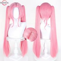 Anime Alien Stage Double Ponytail Tiger Clip Mizi Cosplay Wig Heat Resistant Synthetic Hair Wigs + Wig Cap pink