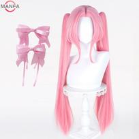 Anime Alien Stage Double Ponytail Tiger Clip Mizi Cosplay Wig Heat Resistant Synthetic Hair Wigs + Wig Cap pink