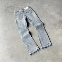 Vintage Washed Distressed Raw Hem Denim Jeans Unisex Relaxed Fit Flared Trousers Fall Streetwear Large