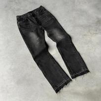 Vintage Washed Distressed Raw Hem Denim Jeans Unisex Relaxed Fit Flared Trousers Fall Streetwear Small black